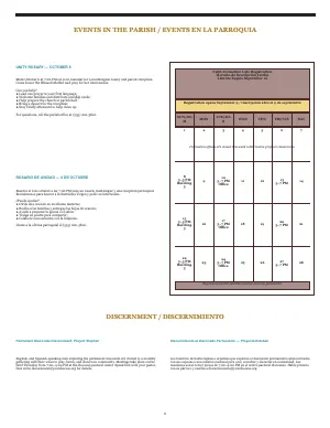 Full Bilingual Events & Formation Calendar bulletin page design