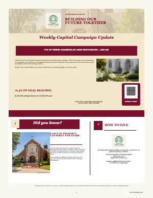Full Capital Campaign Progress + Legacy Giving bulletin page design