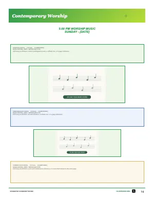 Full Contemporary Worship Music — Opening Page bulletin page design
