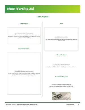 Full Core Prayers in Two Columns bulletin page design