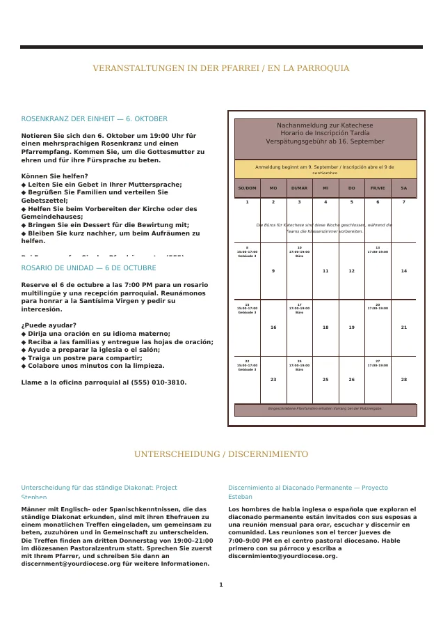 Bilingual Events & Formation Calendar