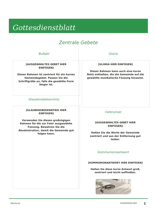 Core Prayers in Two Columns