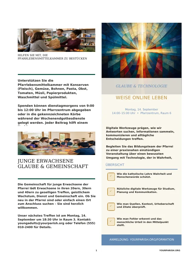 Food Pantry, Young Adults + Formation Poster