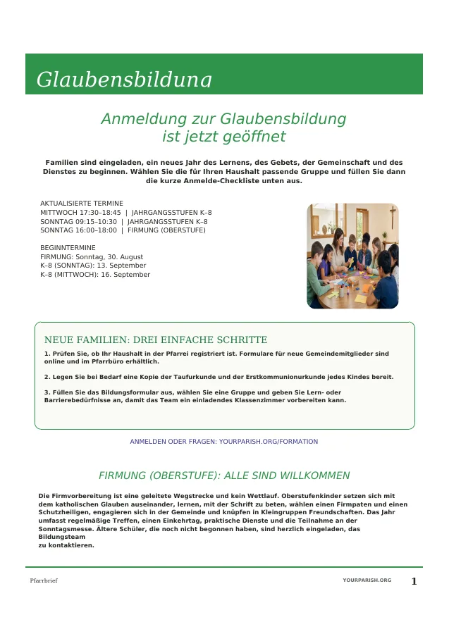 Formation Registration and Confirmation