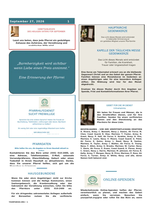 Parish Care + Memorial Notices