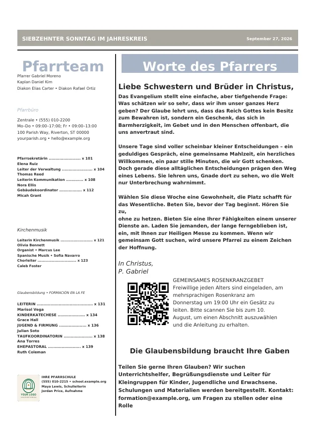 Pastor Letter + Staff Directory