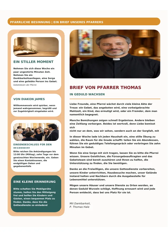 Pastor Letter with Sidebar Cards