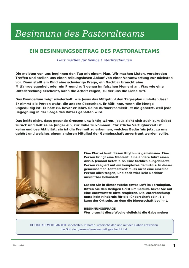 Pastor Reflection with Devotional Image