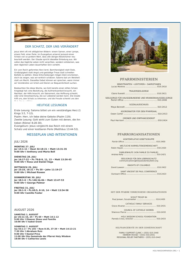 Reflection, Intentions + Ministry Directory