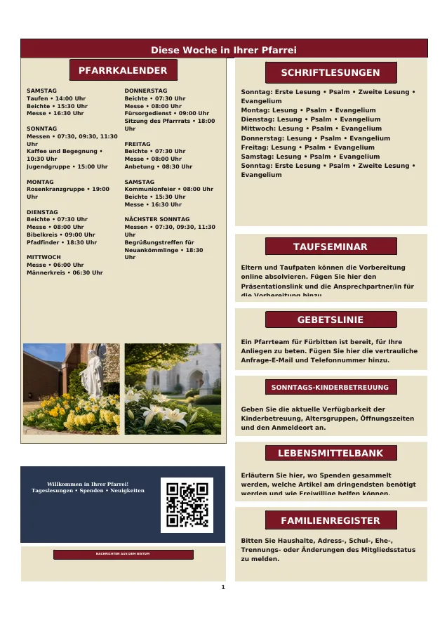 Weekly Calendar and Quick Notices