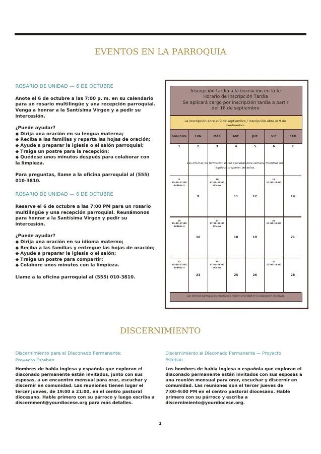 Bilingual Events & Formation Calendar
