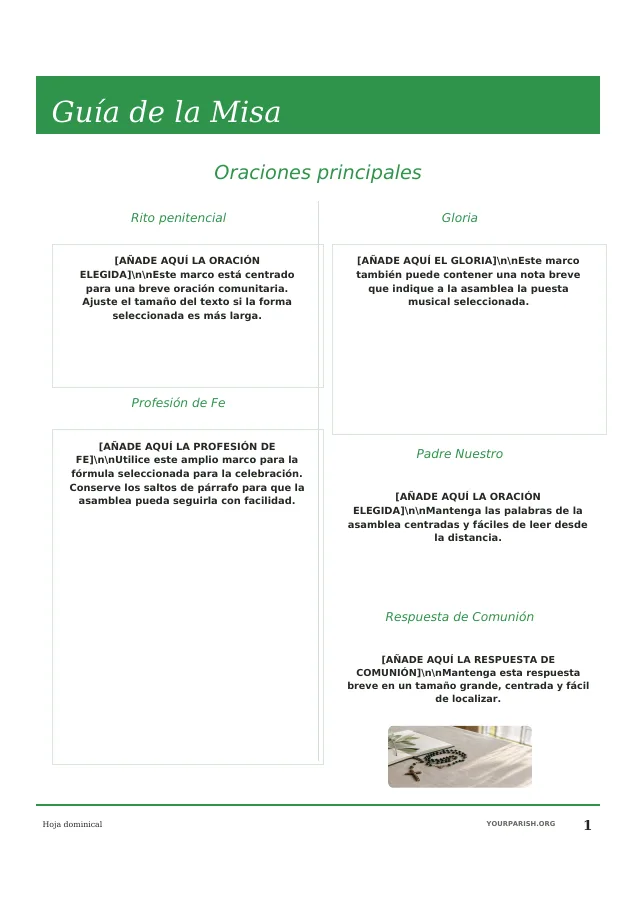 Core Prayers in Two Columns