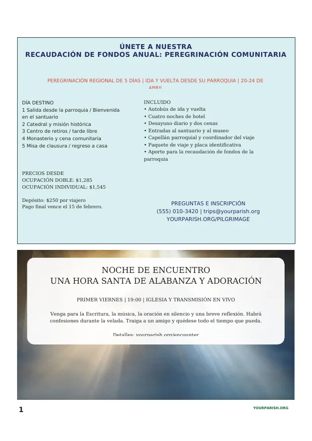 Fundraiser Itinerary and Prayer Event