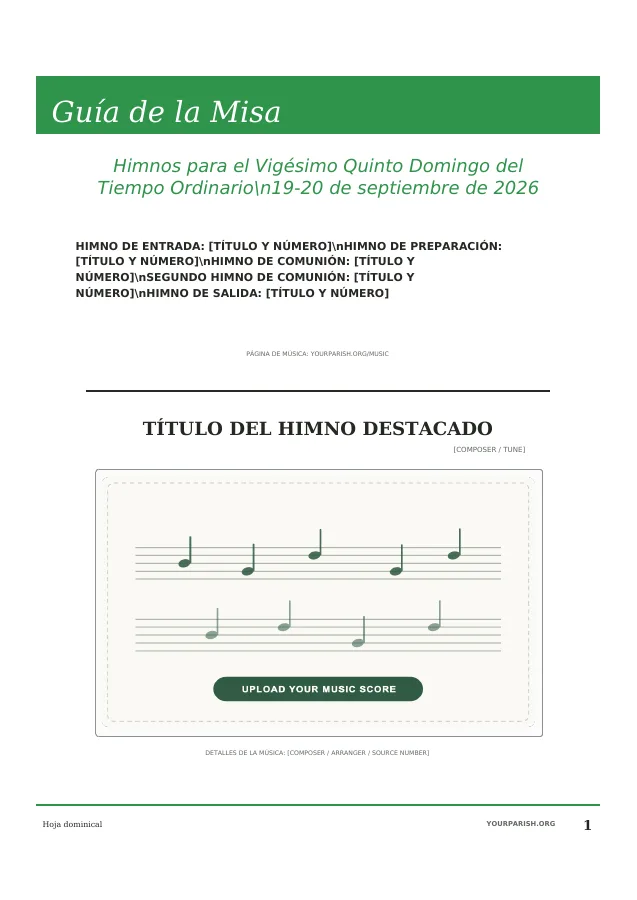 Hymn Plan with Large Music Score