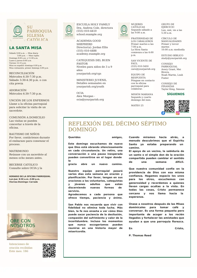 Mass Schedule + Ministry Directory