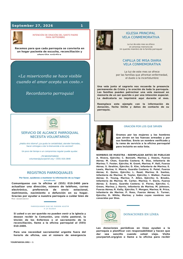 Parish Care + Memorial Notices