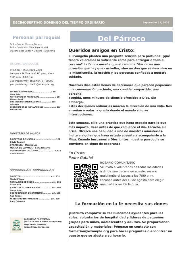 Pastor Letter + Staff Directory