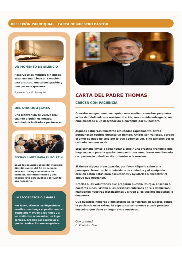 Pastor Letter with Sidebar Cards