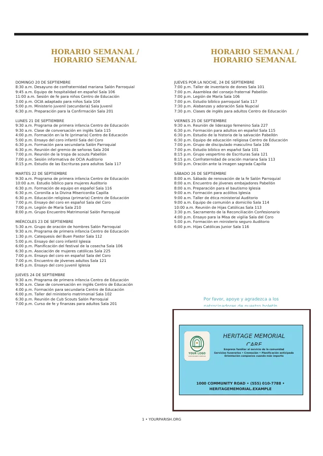 Two-Column Parish Week