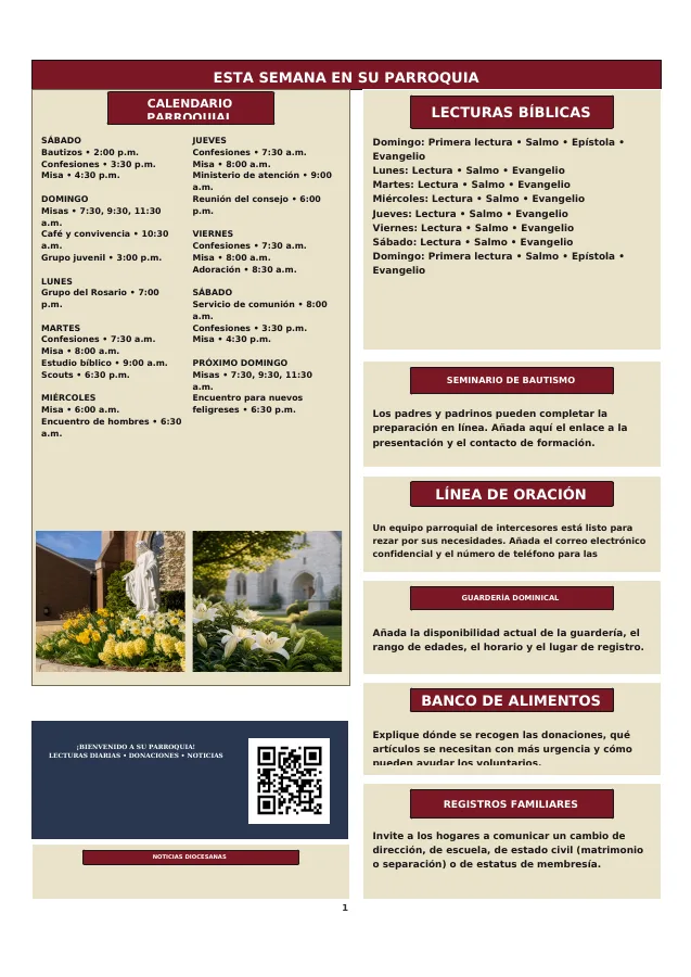Weekly Calendar and Quick Notices