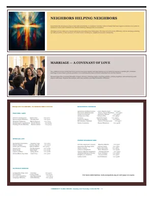 Full Faith Features + Ministry Directory bulletin page design