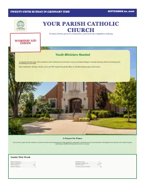 Full Feature Cover with Parish Snapshot bulletin page design