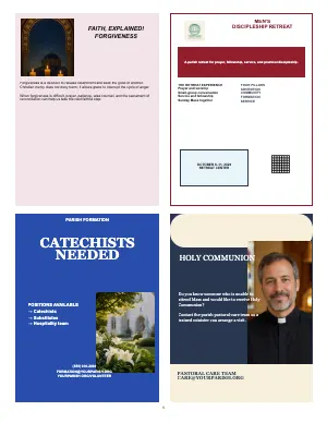 Full Formation and Service Four-Panel bulletin page design