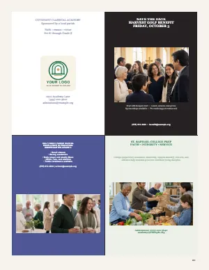 Full Four-Panel School and Sponsor Showcase bulletin page design