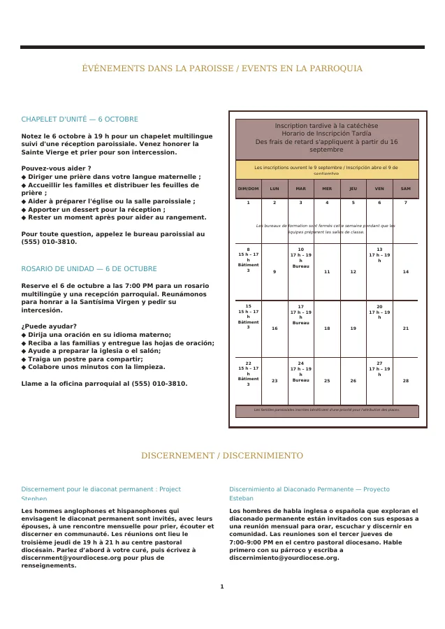 Bilingual Events & Formation Calendar
