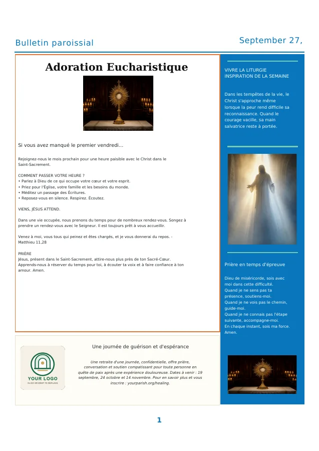 Eucharistic Adoration + Prayer Sidebar