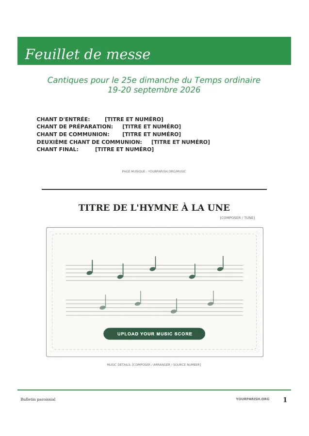 Hymn Plan with Large Music Score