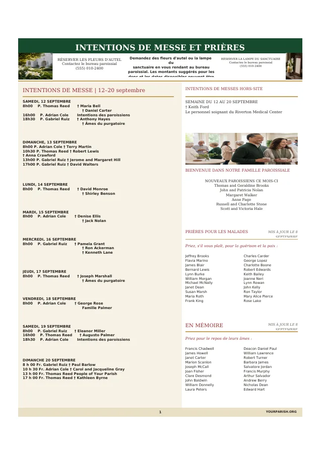 Mass Intentions + Parish Prayer Lists