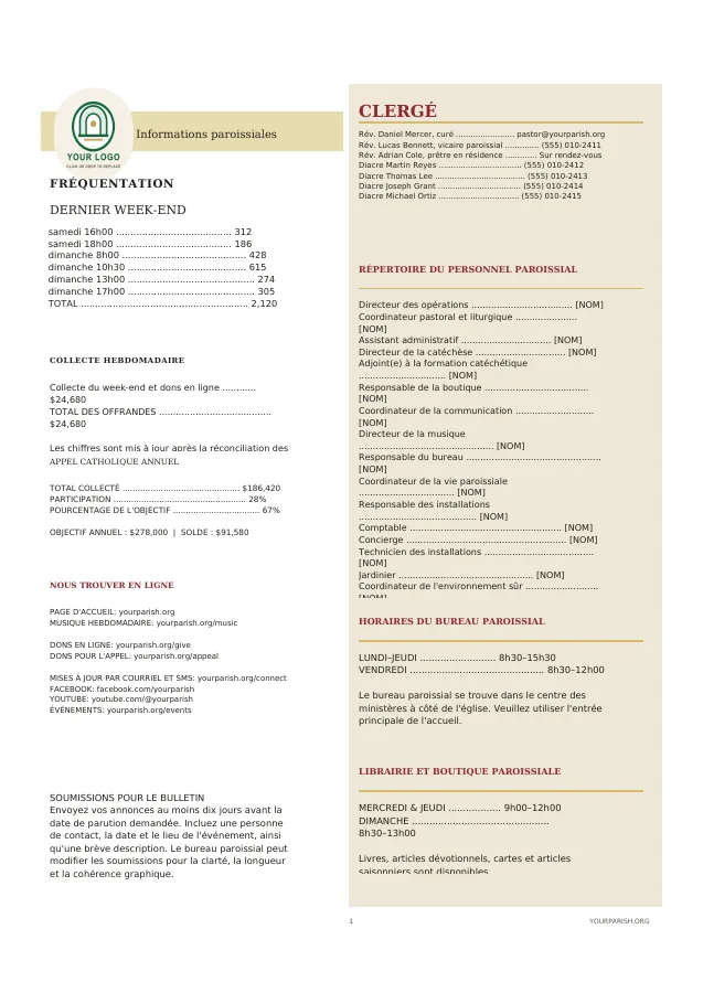 Parish Metrics, Directory + Office Hours