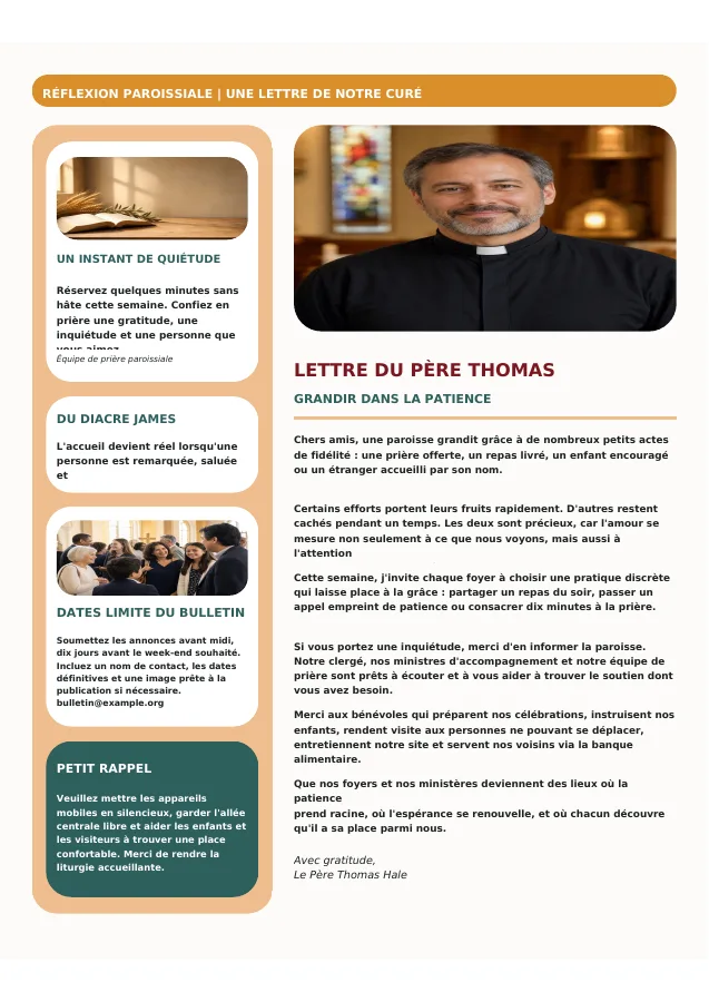 Pastor Letter with Sidebar Cards