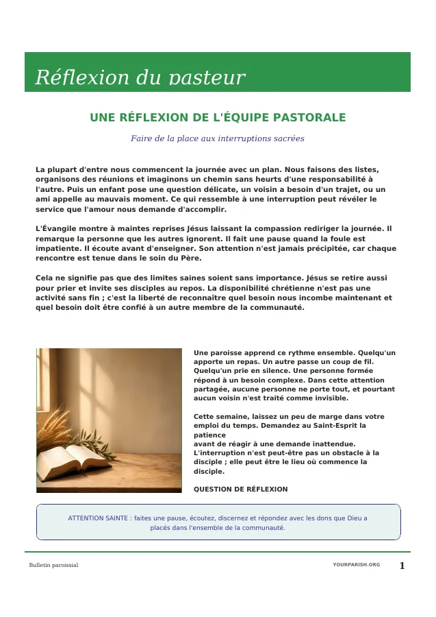 Pastor Reflection with Devotional Image