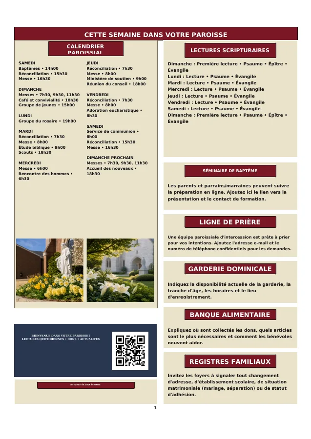Weekly Calendar and Quick Notices