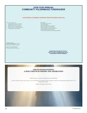 Full Fundraiser Itinerary and Prayer Event bulletin page design