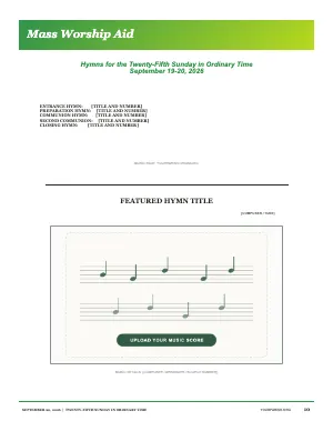 Full Hymn Plan with Large Music Score bulletin page design