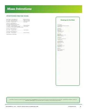 Full Intentions, Readings and Sacramental Notes bulletin page design
