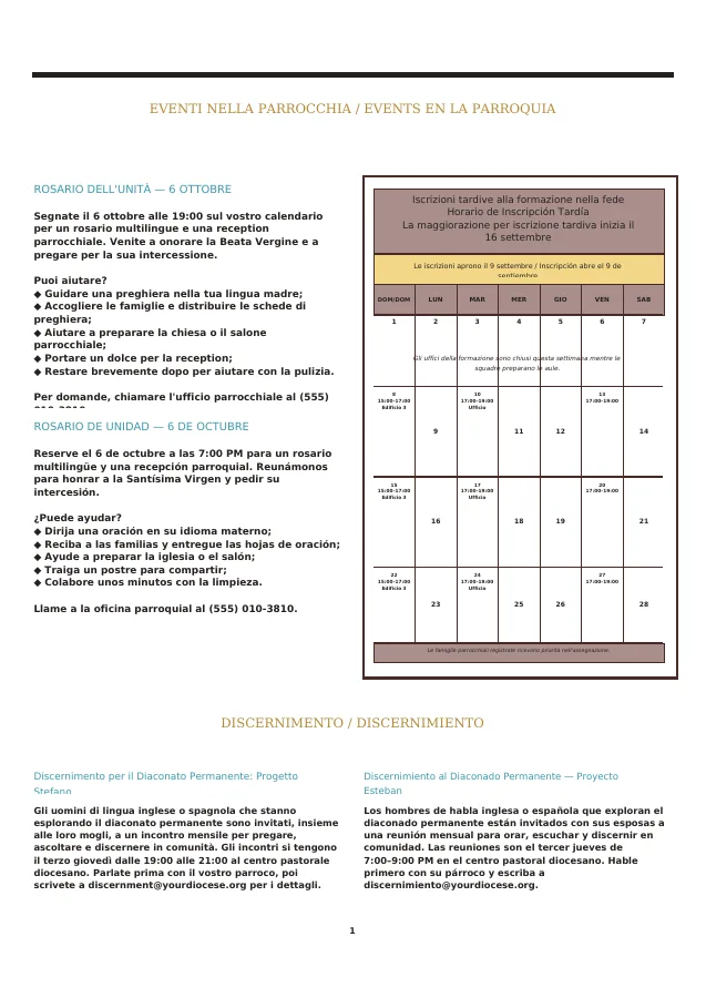 Bilingual Events & Formation Calendar