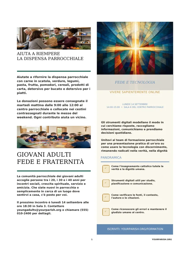 Food Pantry, Young Adults + Formation Poster