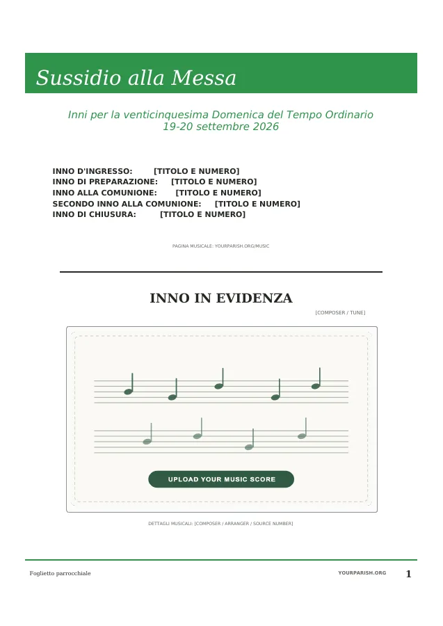 Hymn Plan with Large Music Score