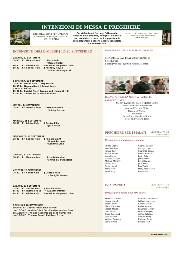 Mass Intentions + Parish Prayer Lists