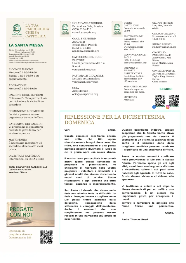 Mass Schedule + Ministry Directory