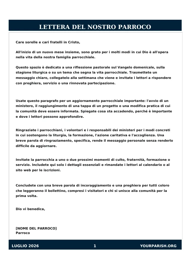 Pastor Letter