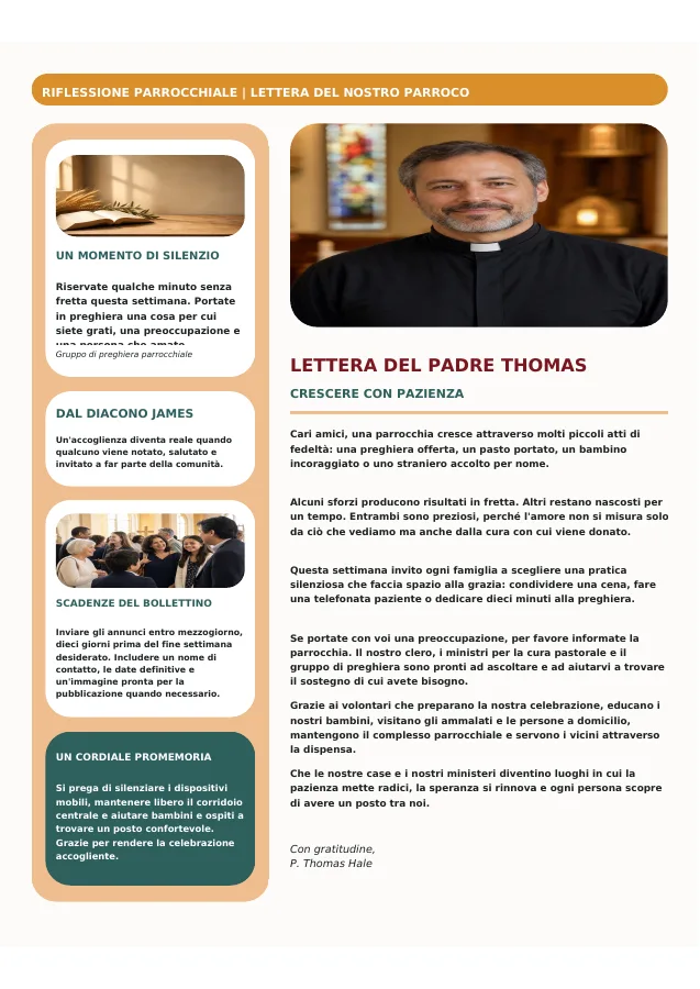 Pastor Letter with Sidebar Cards