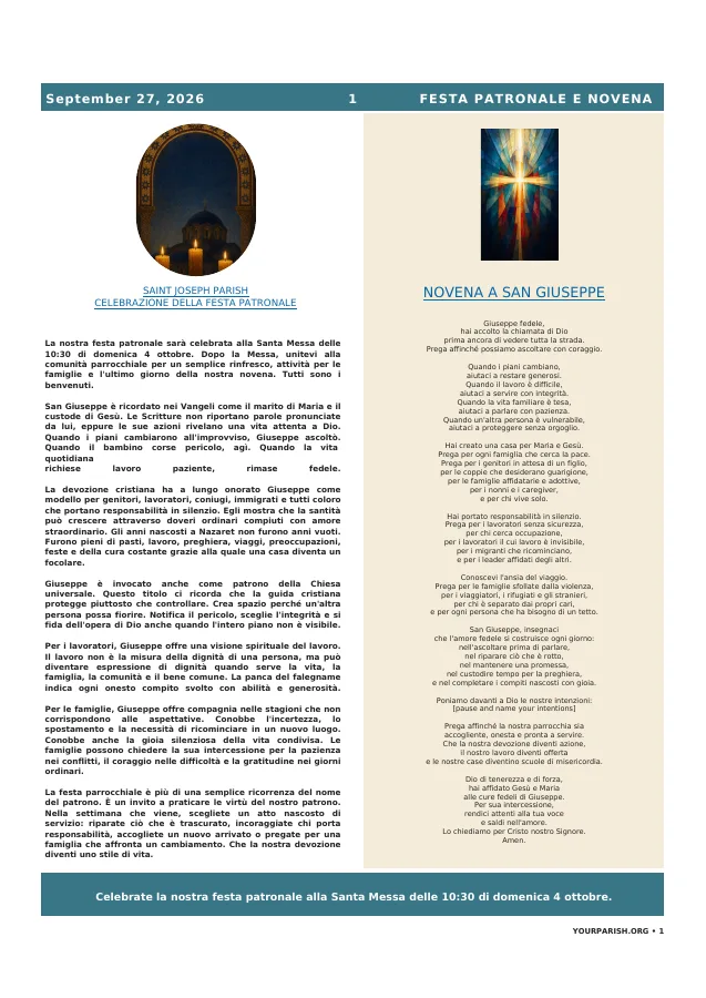 Patron Feast + Novena