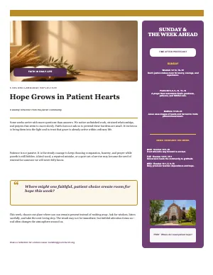 Full Second-Language Reflection with Readings Sidebar — Right bulletin page design