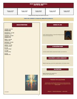 Full Liturgical Schedule and Notices bulletin page design