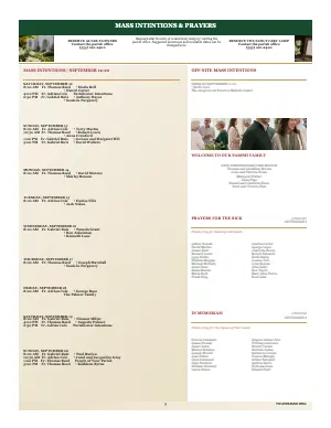 Full Mass Intentions + Parish Prayer Lists bulletin page design